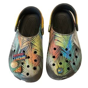 Crocs Multicolored Palm Tropical Print Slip On Slides Water Shoes Sandals 1